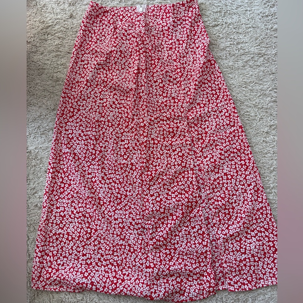 SHEIN Red and White Floral Maxi Skirt